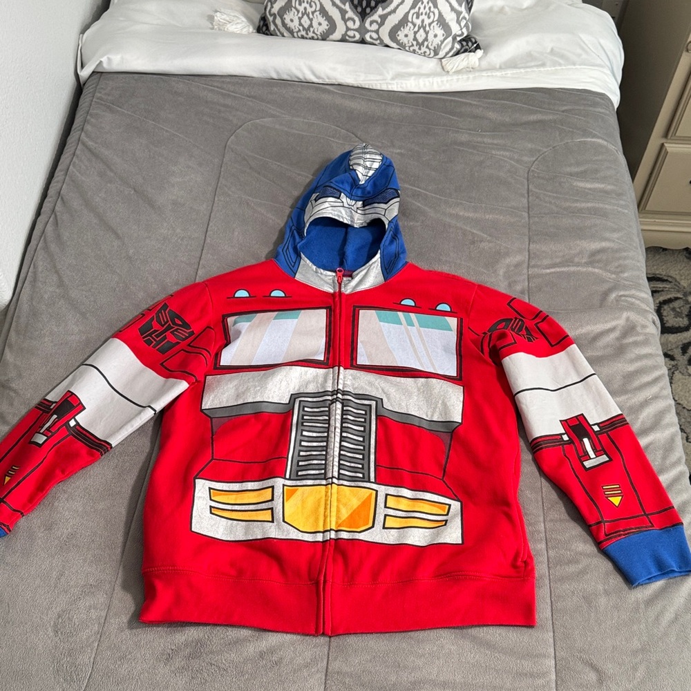 Hasbro Optimus Prime Hoodie - Red, Blue, Silver, Yellow boys Sz: Large